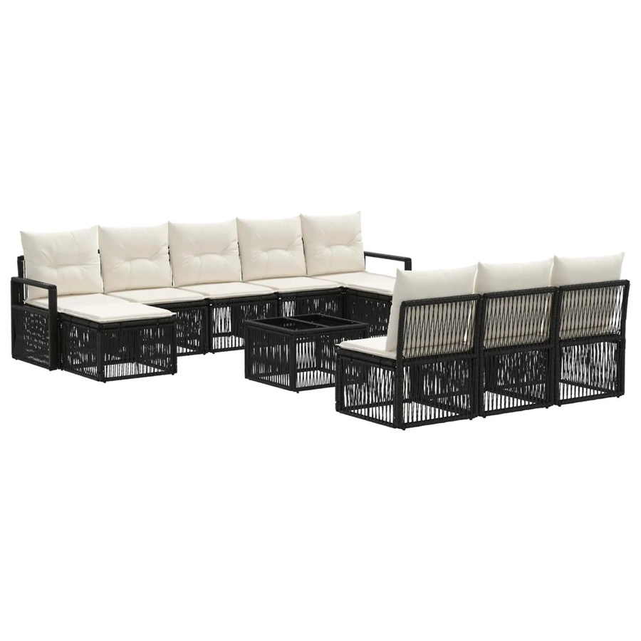 vidaXL Gartensofa-Set 11-tlg. in Schwarz aus Poly-Rattan mit Polsterung und Metallgestell - Bild 2