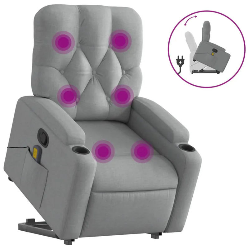 Vidaxl Massagesessel mit Aufstehhilfe in Grau aus Stoff - Bild 7