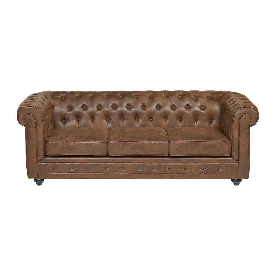 Vente-unique Chesterfield Sofa in Braun aus Microfaser mit Armlehnen, Breite: 206 cm - Bild 2