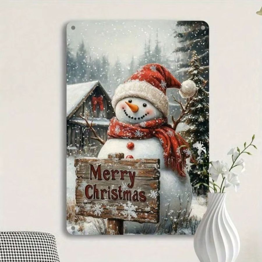 CIFBUY Winter Santa Aluminium Wanddekoration, 2D Metallkunst Poster für Weihnachten, B: 30,0 cm, H: 20,0 cm - Bild 3