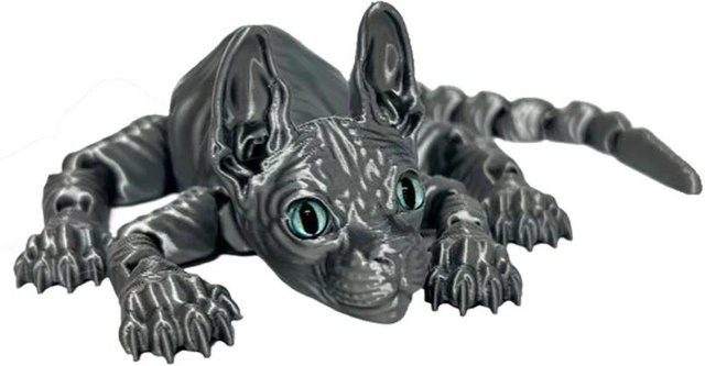 IYUEQIANLI Sphynx-Katze, 3D-gedruckte Figur, grau, Gelenkiges Fidget-Spielzeug - Bild 1