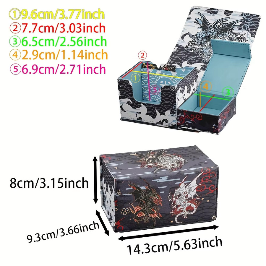 TaLop Magnetische Kartenbox aus Leder mit 3 Lederteilerkarten in Schwarz und Multicolour - Bild 3