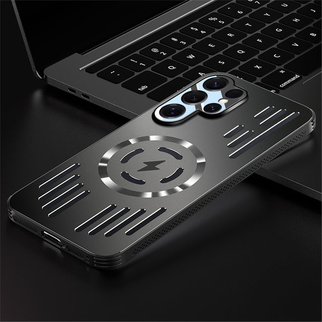 Magnetische kabellose Ladehülle mit Metall-Wärmeableitung für Samsung Galaxy S26 Ultra, S26 und S25 Plus in Grün - Bild 1