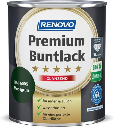 RENOVO Buntlack Grün wasserbasiert, glänzend und wetterfest, 0,75 l - Bild 1