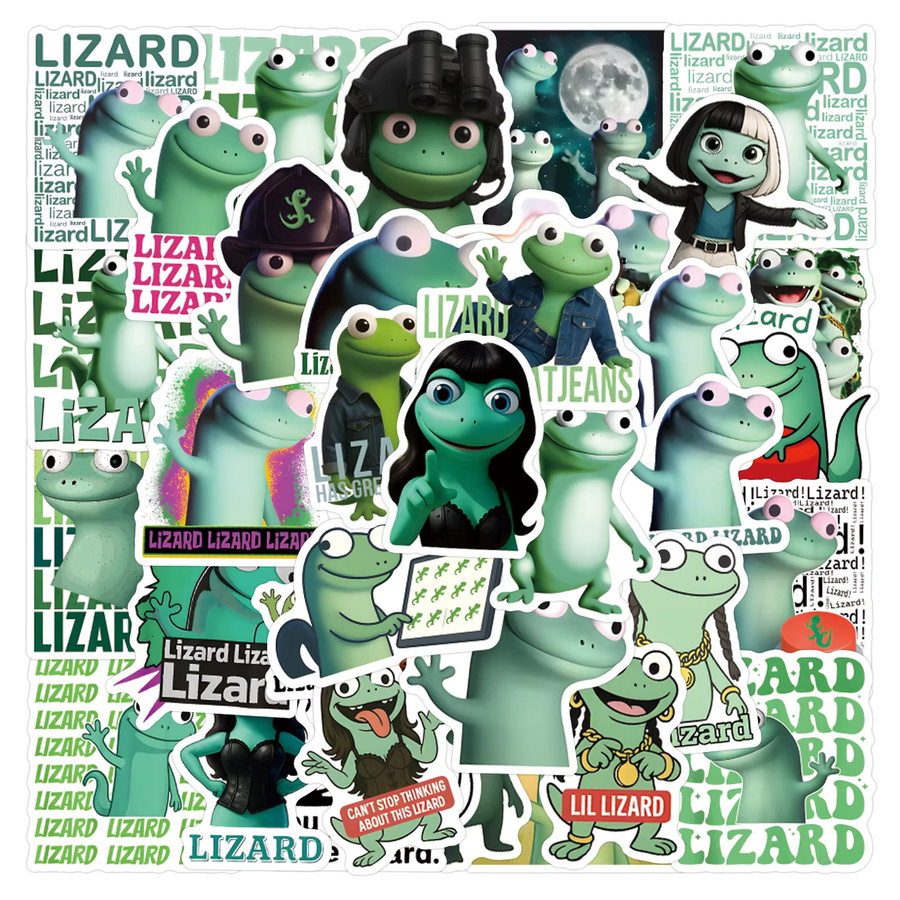 Tom Lizard Aufkleber Set mit lustigen Meme Eidechsen und Bibern, wasserfeste Sticker in Multicolour für Laptop, Handyhülle und Notizbuch, 50 Stück - Bild 2