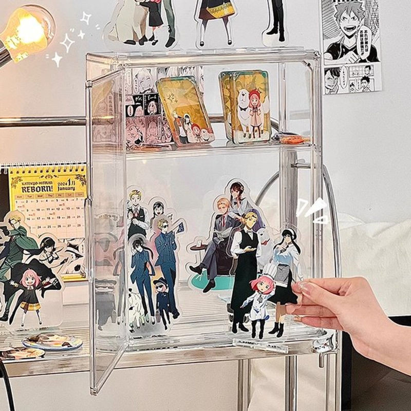 Transparente Aufbewahrungsbox aus Kunststoff für Anime-Figuren und Blindboxen, rechteckiges Präsentationsregal in modernem Design - Bild 1