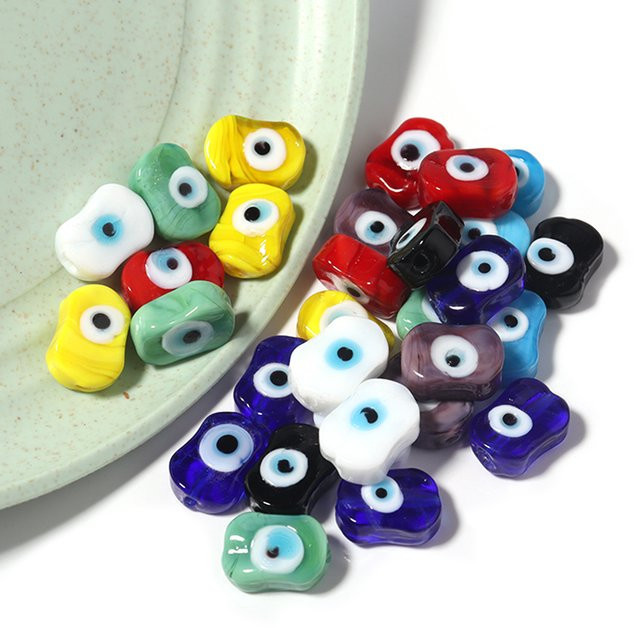 lingsai Perlen, Lampwork Oval Eyes, Glas, Mehrfarbig, 14x10mm - Bild 1