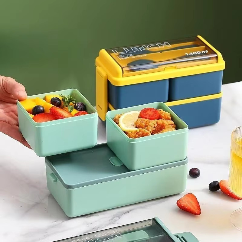 JUSTINLAU Tragbare Bento-Box Lunchbox für Kinder und Studenten in Pink, ein- oder doppelschichtig, mikrowellengeeignet, auslaufsicher und inklusive Besteck - Bild 3