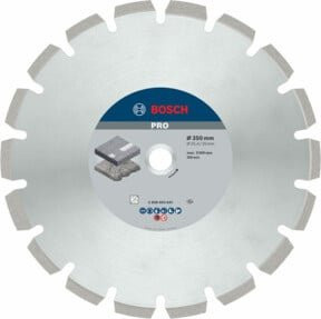 Bosch Diamanttrennscheibe Best for Asphalt in Silber für Stein und Beton Durchmesser: 350 mm, Bohrung: 20,00 mm + 25,40 mm, Dicke: 3,2 mm, Höhe: 12 mm - Bild 1
