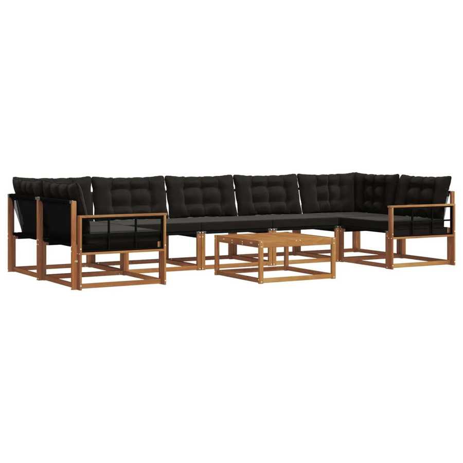 vidaXL 8-tlg. Outdoor-Sofagarnitur aus Akazienholz mit Textilene und Kissen in Natur und Schwarz - Bild 2