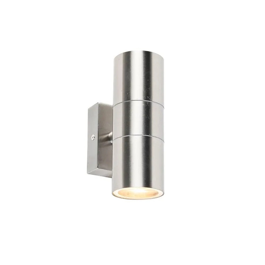 QAZQA Außenwandleuchte Duo aus Stahl in Silber, moderne Up-and-Down Wandlampe mit IP44 Schutz und GU10 Fassung - Bild 2