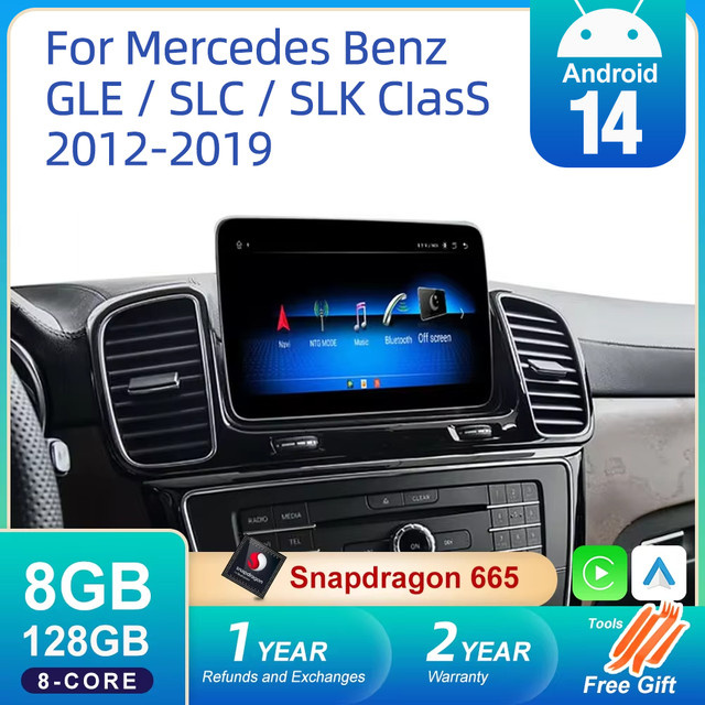 Nunoo 9-Zoll Multimedia-Player mit Wireless CarPlay und Android Auto für Mercedes Benz GLE SLC SLK R172, Navi mit 4G WiFi und DSP, Schwarz - Bild 1