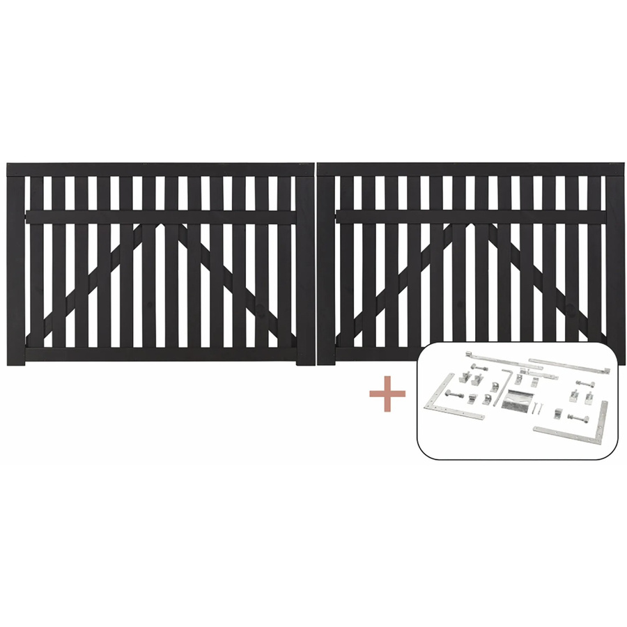 Country Fence Doppeltor aus Nadelholz in Schwarz B: 300 cm, H: 98 cm - Bild 2