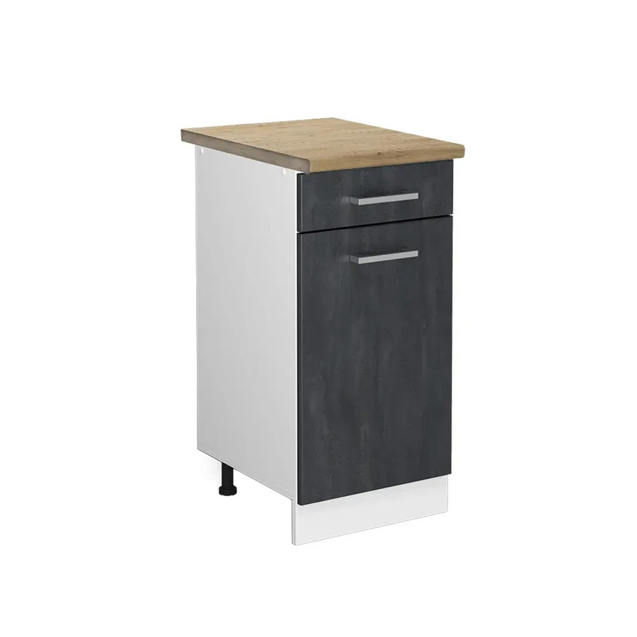 Vicco Küchenunterschrank R-Line Schubladenschrank in Schwarz Beton und Eiche mit weißem Korpus, Breite: 40 cm - Bild 2