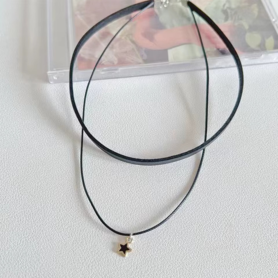 ZAKOL Halskette, schwarzes Samtband, doppeltes Pentagramm-Anhänger, Damen - Bild 1