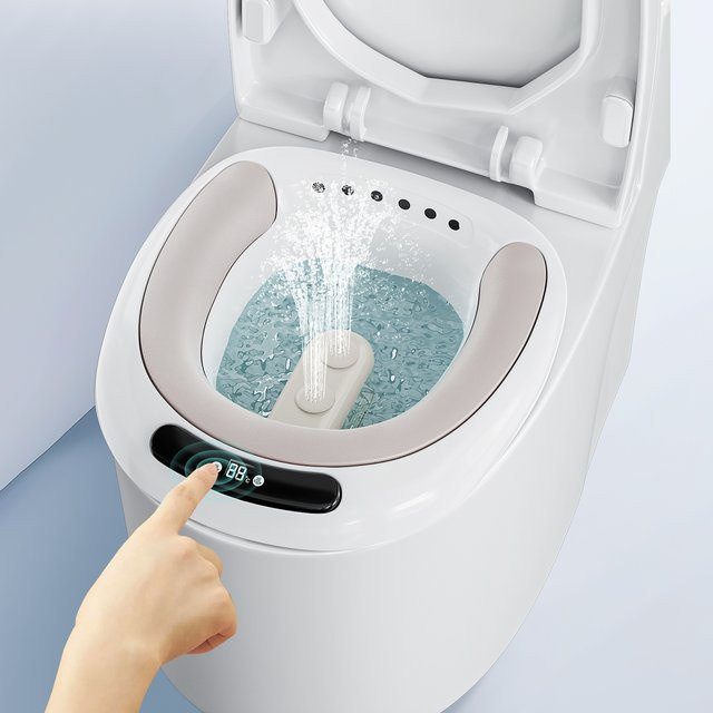 Elektrisches Sitzbad Jugacool als Bidet-Einsatz für die Toilette in Weiß zur Hämorrhoidenbehandlung und Pflege nach der Geburt - Bild 1