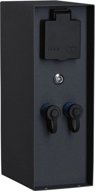 Paulmann Plug & Shine Rio Steckdosensäule mit Dämmerungssensor, IP44, Anthrazit - Bild 1