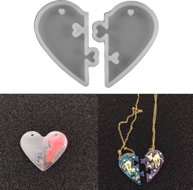 AGCFABS Set Herzschlösser Anhänger, Flüssigsilikonform für DIY Charms - Bild 1
