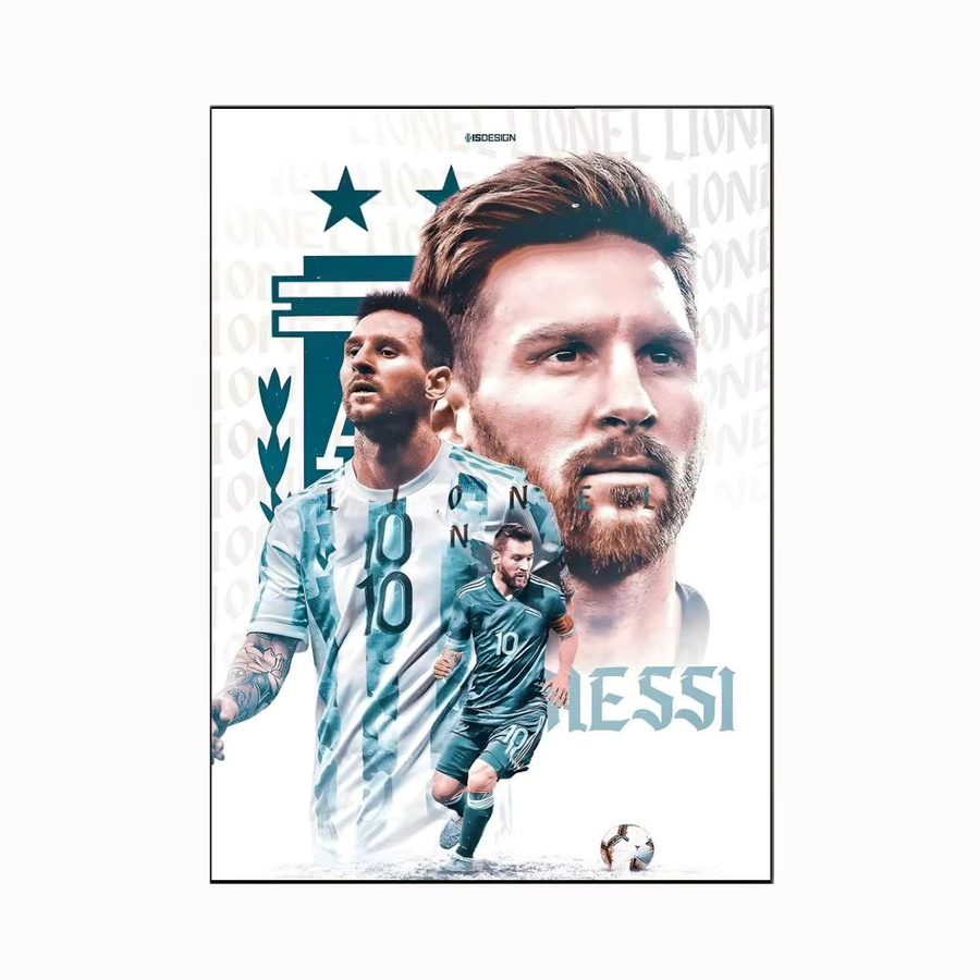 Wasserfester Wandaufkleber Lionel Messi Poster in Weiß und Multicolour, Rechteckiger Papieraufkleber zur Wanddekoration, B/H: 20 x 15 cm - Bild 7