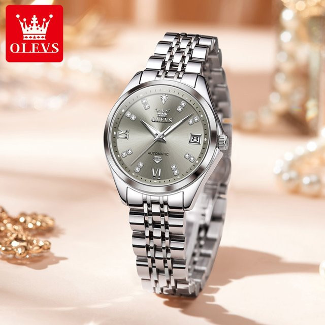 OLEVS Armbanduhr Edelstahl, Automatik, Silber, Damen - Bild 1