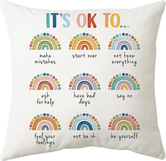 VIKAMA Heilender Regenbogen Kissenbezug mit Grafikdesign, Farbe: Weiß, B/T: 50 x 50 cm - Bild 1