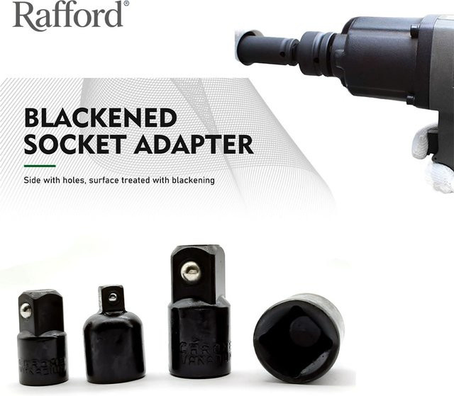 Rafford 4-teiliges Schlagschrauber-Adapter- und Reduzierstück-Set für Steckschlüssel, Schwarz - Bild 1
