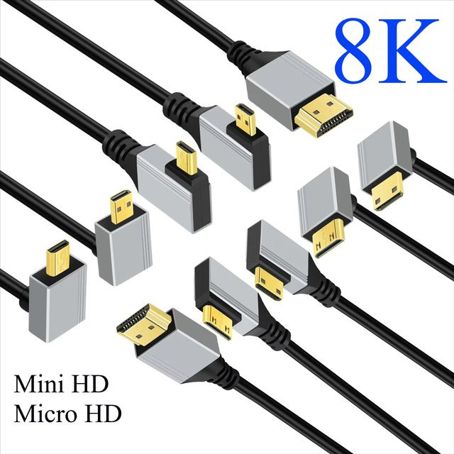 BSN Mini/Micro HDMI Kabel 8K UHD mit 90 Grad Winkel für Laptop, Kamera und Tablet - Bild 1