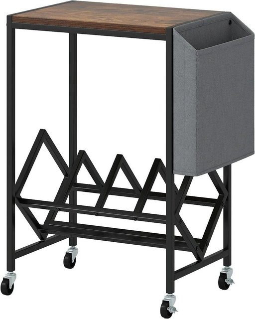 Costway Plattenspieler Regal in Braun mit Rollen im Industrial Design - Bild 1