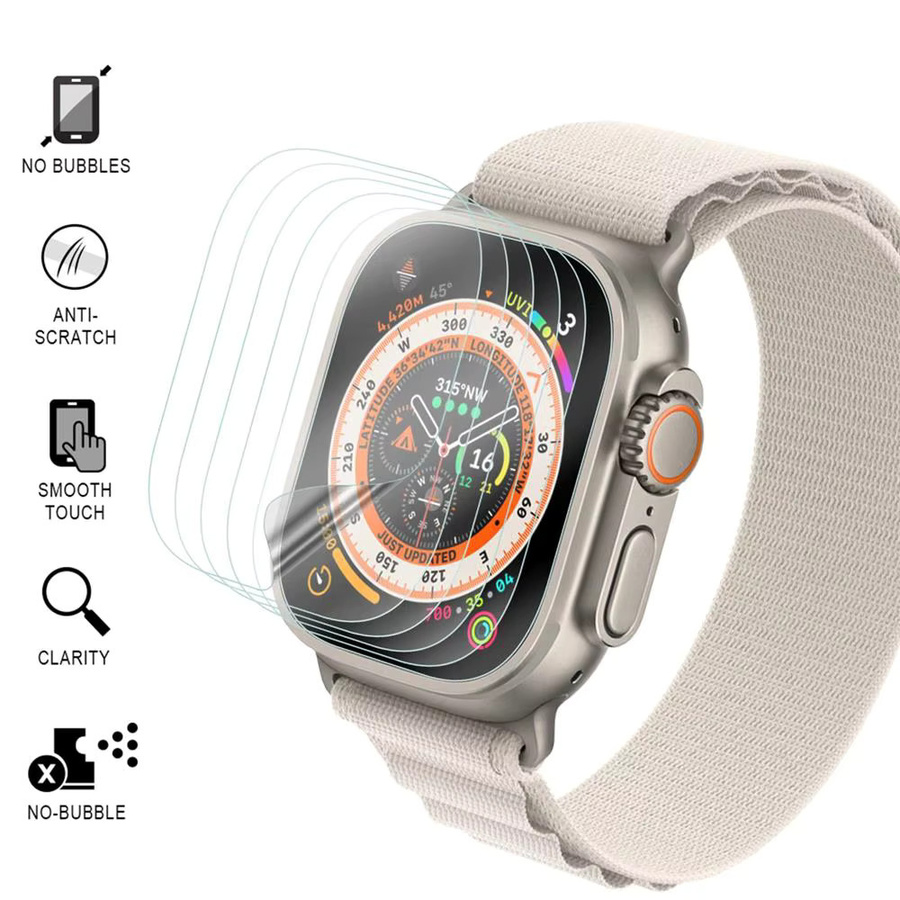 Displayschutzfolie Glas, 5 Stück, für Apple Watch Ultra 2 3 49 mm - Bild 2