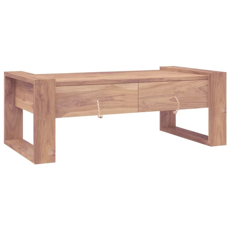 vidaXL Couchtisch aus Teak-Massivholz in Braun im Kolonialstil, B/T/H: 110 x 60 x 40 cm - Bild 2
