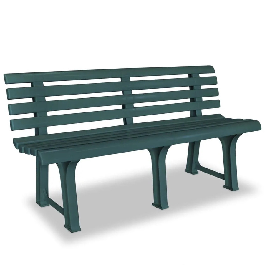 DELUKE Parkbank KATO 3 Sitzer Gartenbank aus Kunststoff in Grün mit Rückenlehne, Breite: 145,5 cm - Bild 2