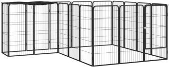 VidaXL Hunde Laufstall aus Metall als Freilaufgehege, Farbe: Schwarz Matt - Bild 1