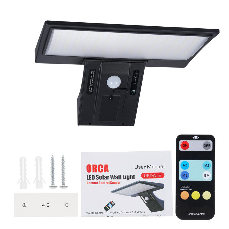 TOMTOP JMS Solar Wand Lampe mit 90 LEDs, PIR Bewegungsmelder und Dämmerungssensor, Schwarz, 6000K Kaltweiß - Bild 5
