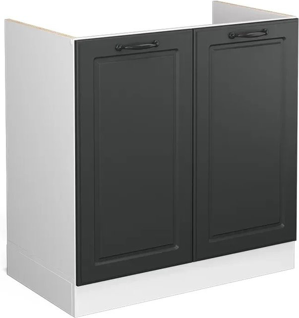 Vicco Spülenunterschrank R-Line Landhaus Anthrazit und Weiß Breite: 80 cm - Bild 1