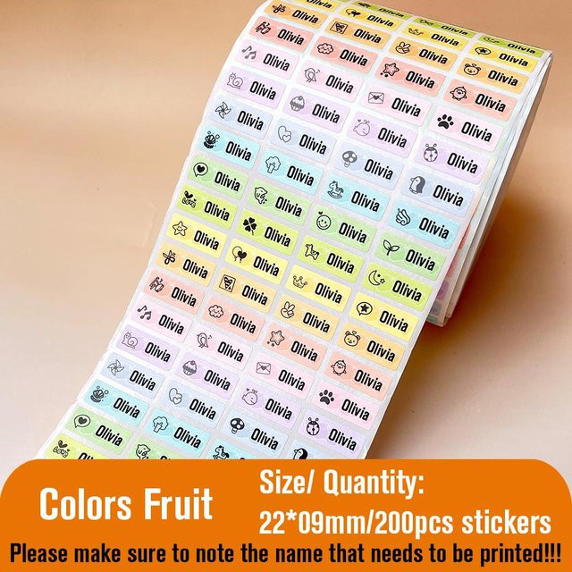 Personalisierte Namensschild Aufkleber von Binchi Outdoor Product, wasserfeste Kawaii Sticker mit Vorname für Kinder und Schulbedarf, Mehrfarbig - Bild 1