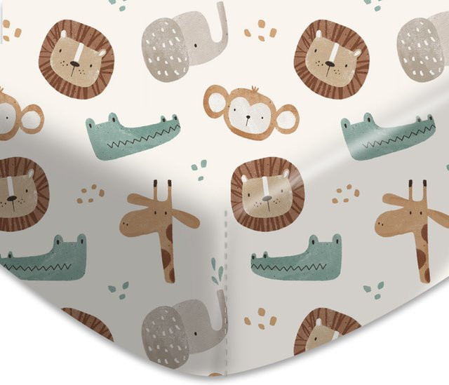 Happyflute Baby-Stubenwagen-Spannbettlaken aus atmungsaktiver Mikrofaser mit Tiermotiven, Multicolour, B/T: 130 x 70 cm - Bild 1