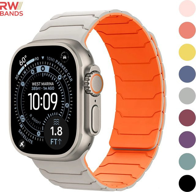 RWBANDS Uhrenarmband Silikon, Magnetisch, Schwarz - Bild 1