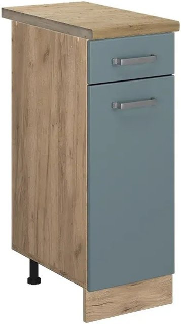 Vicco Küchenunterschrank R-Line in Blau-Grau und Eiche mit Goldakzenten, B: 30 cm, H: 81,6 cm, T: 60 cm - Bild 1