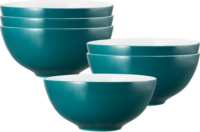 Seltmann Weiden Life Fashion Servierschüsseln aus Keramik, 6er Set, Weiß und Petrol, Durchmesser: 21 cm - Bild 1