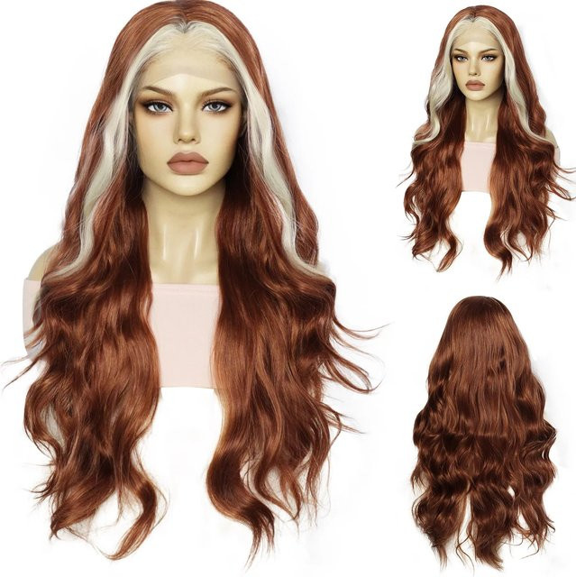 ANOGOL Lace-Front-Perücke, synthetisch, gewellt, Damen - Bild 1