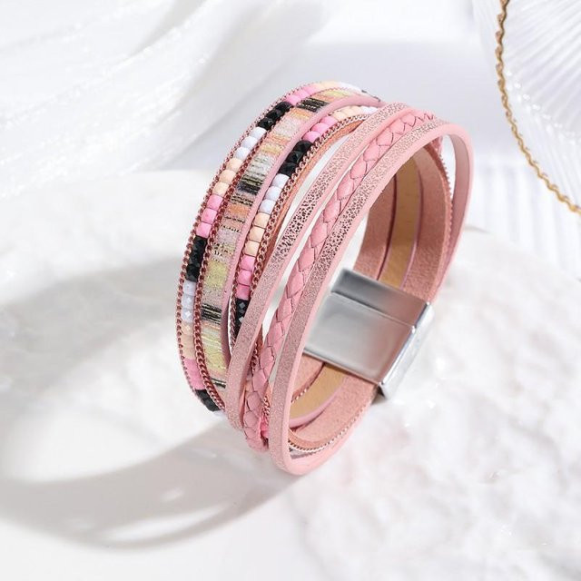 FFJB Wickelarmband, PU-Leder, Pink, Damen - Bild 1