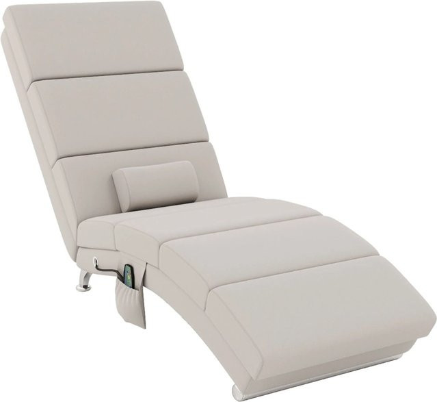HOMCOM Massagesessel Relaxsessel in Beige und Weiß mit Metallrahmen und Polsterung, B/T/H: 168 x 56 x 84 cm - Bild 1