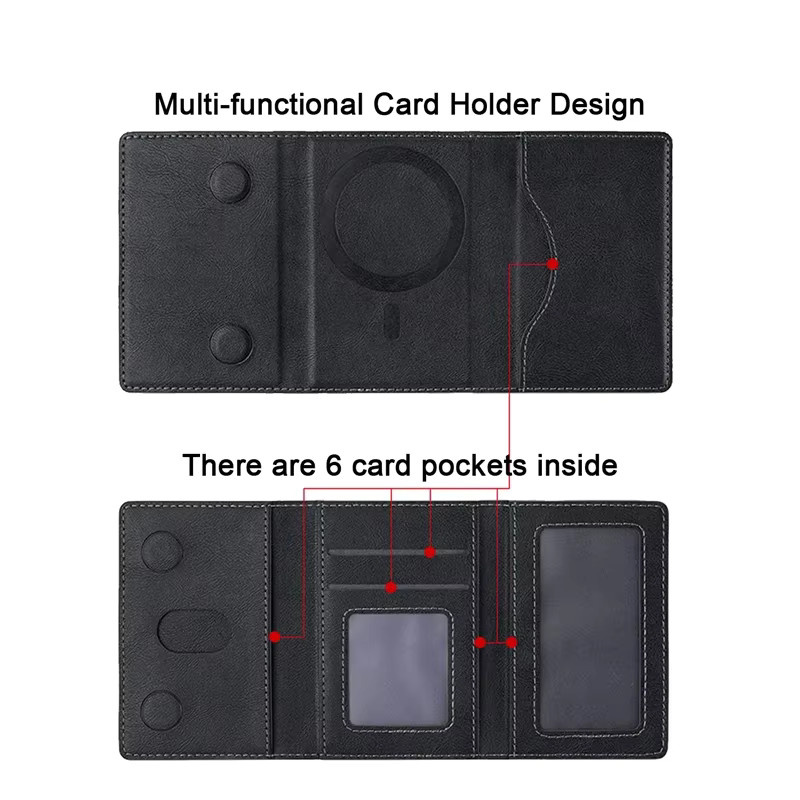 Magnetische Leder-Geldbörse für MagSafe iPhone 18, iPhone 17 Pro Max und Samsung S26 Ultra, Kartenhalter und Handytasche in Schwarz - Bild 6