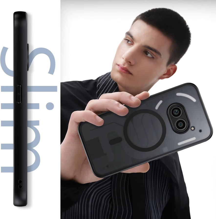 MagSafe Magnetische Schutzhülle für Nothing Phone 2a Plus, Nothing Phone 2 und CMF Phone 1 in Schwarz mit mattem Kamera-Schutz und Hartplastik-Rückseite - Bild 2