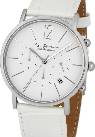 Jacques Lemans Chronograph, Quarz, Edelstahl, 40 mm, Leder, Unisex