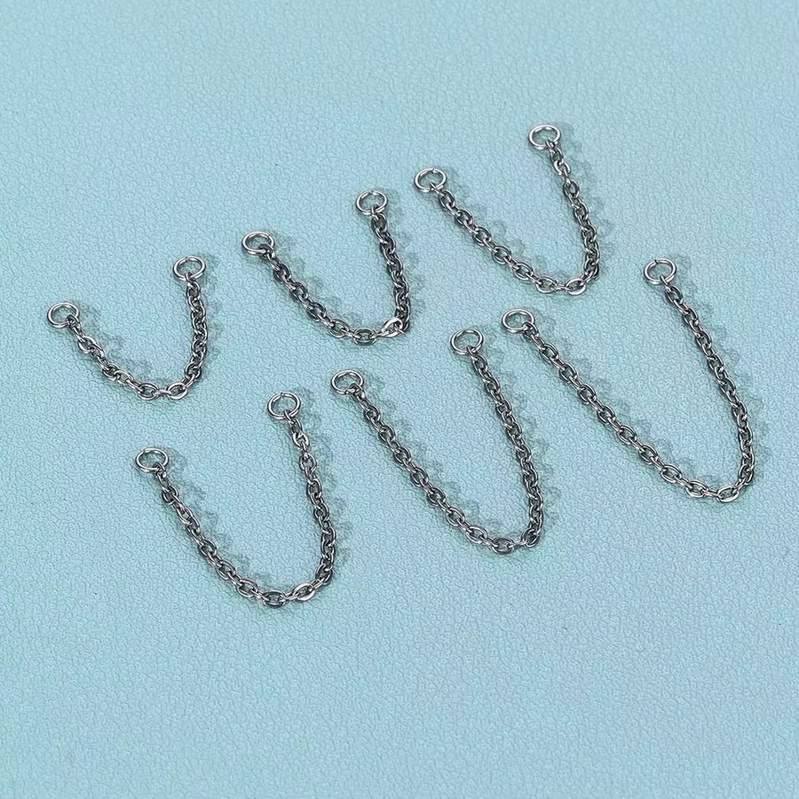 5er-Set Piercing-Ohrstecker, Titan, Silber - Bild 2