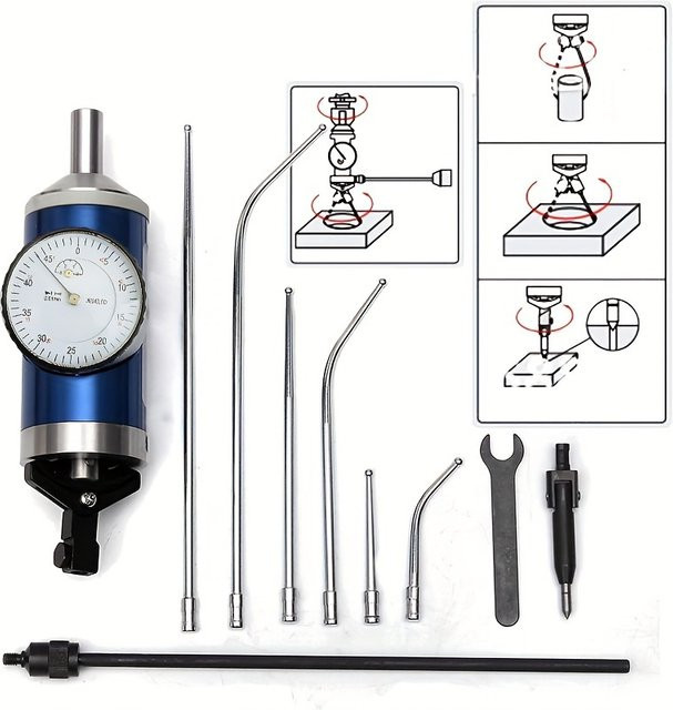 ETOPOO Koaxial-Zentrierindikator-Set mit Aufbewahrungsbox, Präzisions-Indikator für Fräsmaschinen, Messbereich 0-3mm, Farbe: Blau - Bild 1