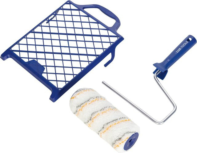 LUX-TOOLS 3-teiliges Farbroller-Set mit Abstreifgitter in Blau - Bild 1