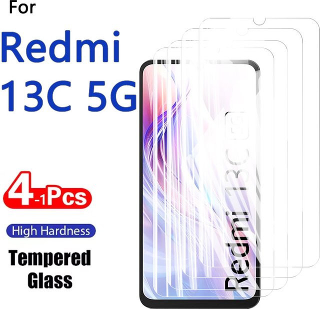 Xiaomi Displayschutzfolie aus gehärtetem Glas für Redmi 13C 5G, transparent, 1-4 Stück - Bild 1