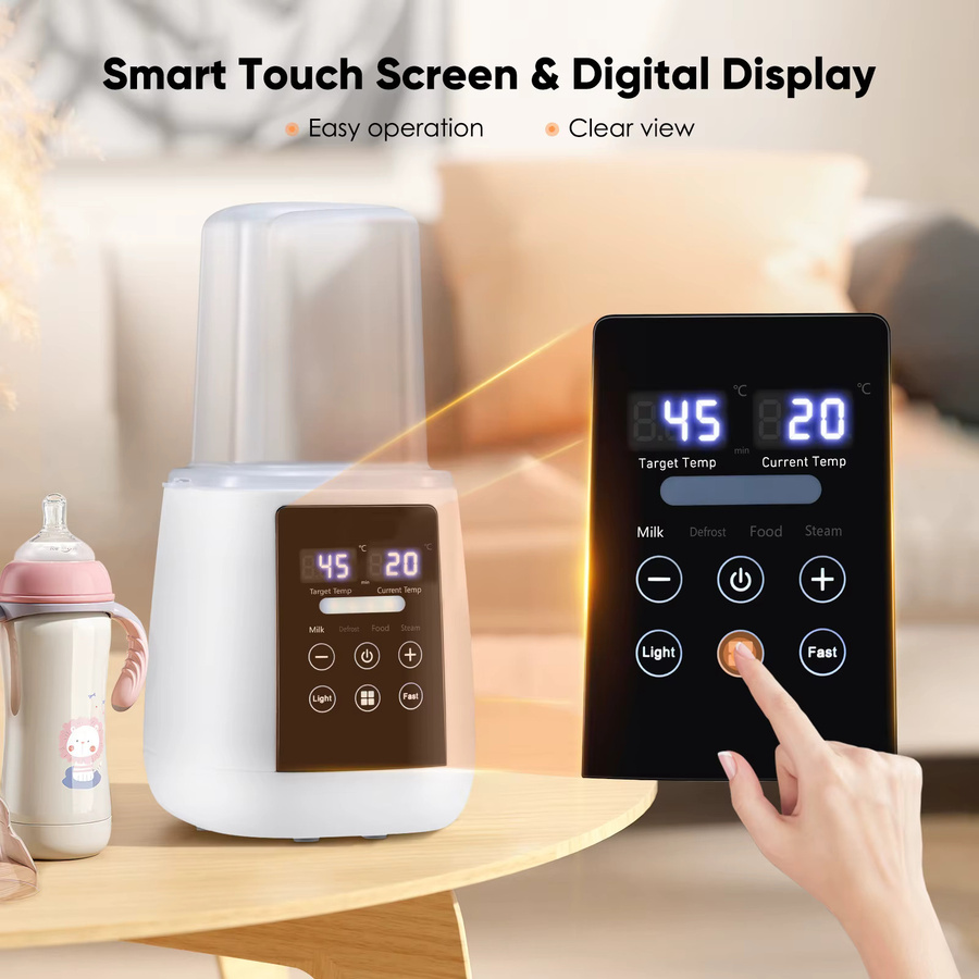 6-in-1 Elektrischer Babyflaschenwärmer und Sterilisator mit digitaler Zeitschaltuhr und Temperaturregelung, Weiß - Bild 2